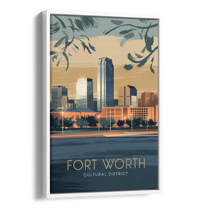 Fort Worth Cultural District Vibes Side - White Canvas Wall Art
