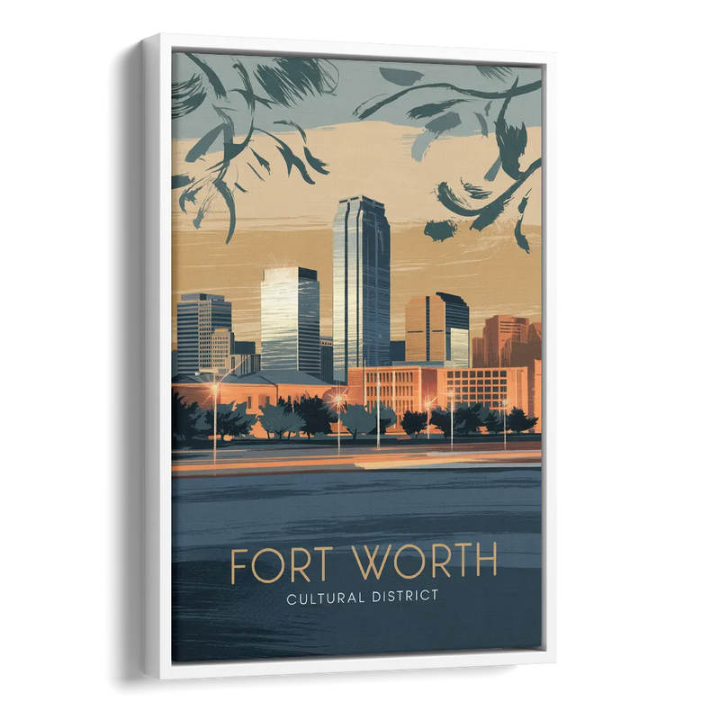 Fort Worth Cultural District Vibes Side - White Canvas Wall Art