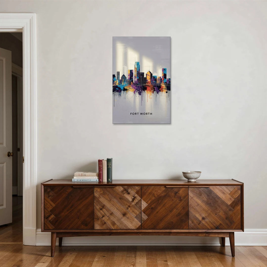 Fort Worth Downtown Skyline - Canvas Wall Art - Coffee Table - 24x36