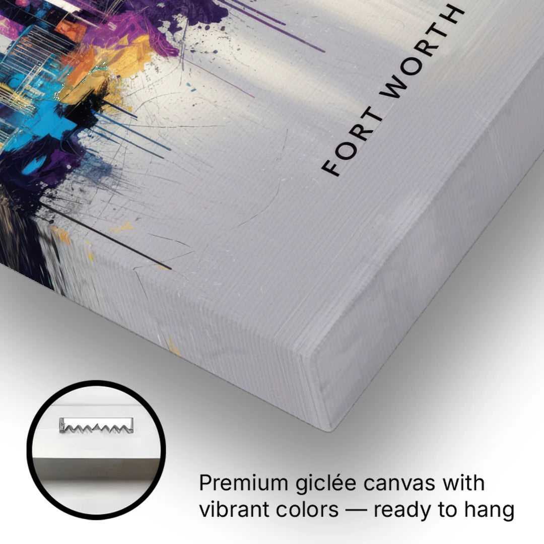 Fort Worth Downtown Skyline - Canvas Wall Art - Gallery Wrap Corner