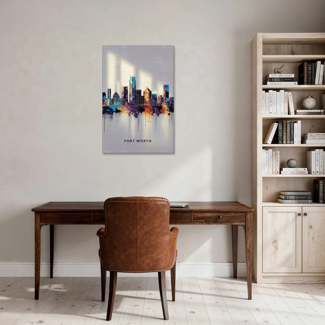 Fort Worth Downtown Skyline - Canvas Wall Art - Office - 24x36