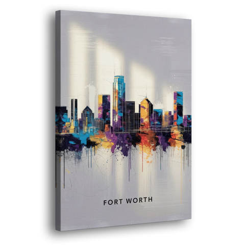 Fort Worth Downtown Skyline - Canvas Wall Art - Side