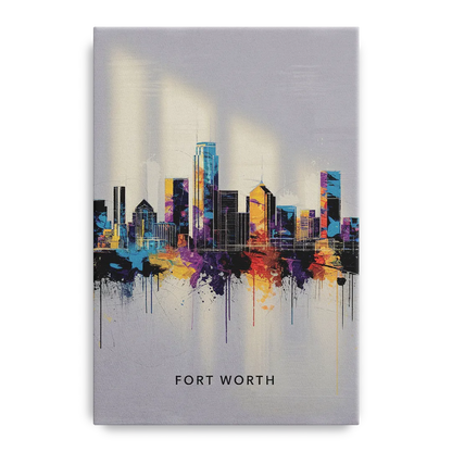 Fort Worth Downtown Skyline Front - Canvas Wall Art