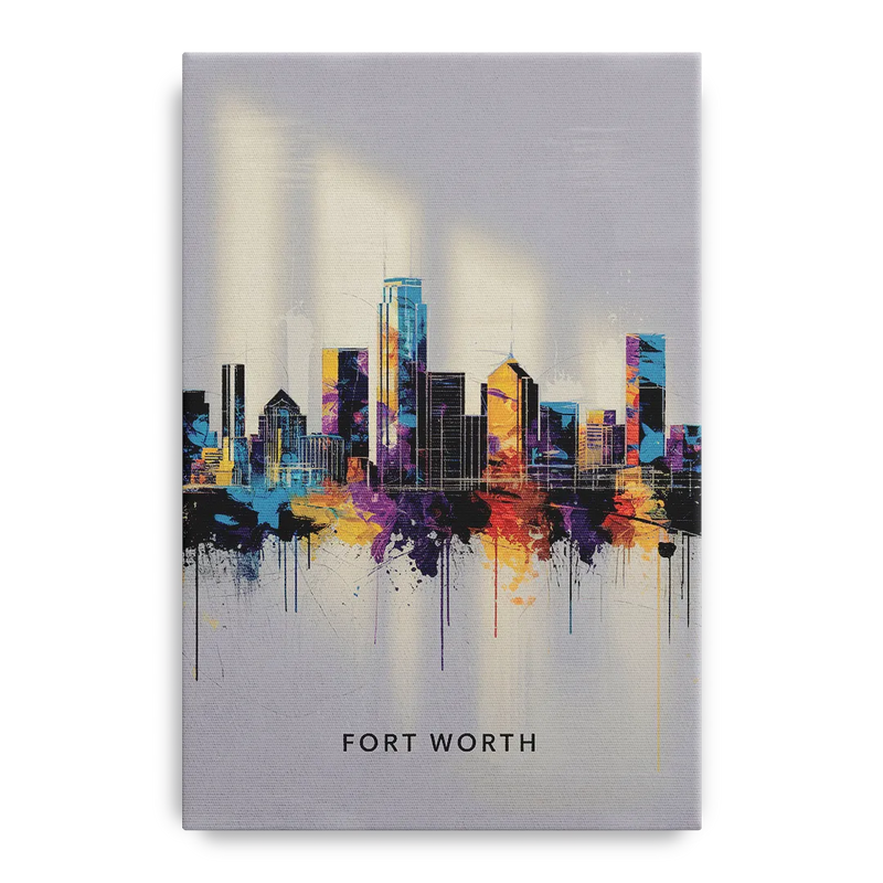 Fort Worth Downtown Skyline Front - Canvas Wall Art