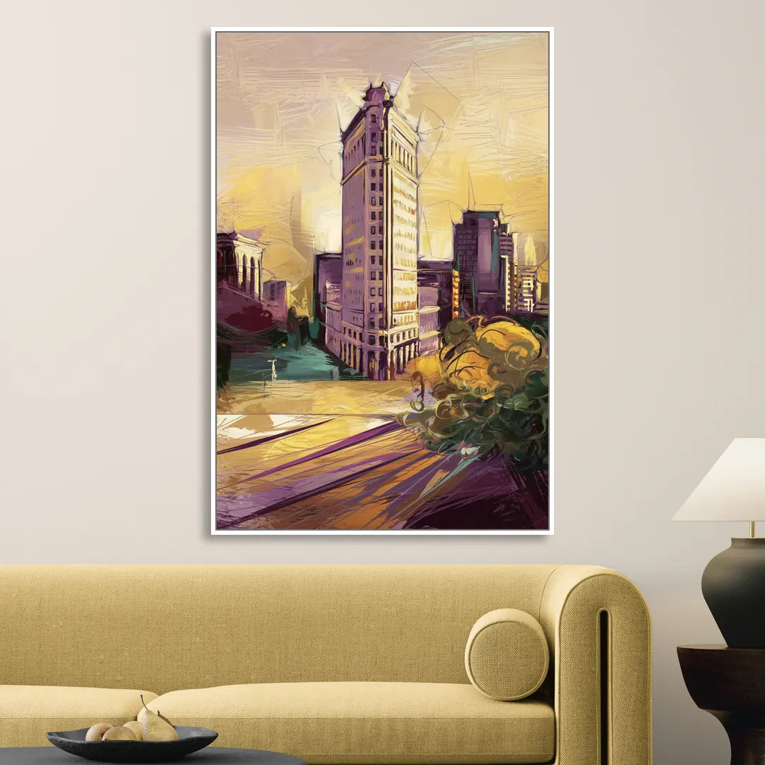 Fort Worth Historic Architecture Sitting Room - White Canvas Wall Art