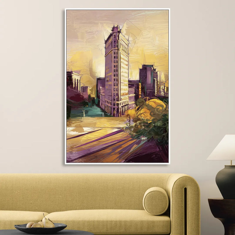 Fort Worth Historic Architecture Sitting Room - White Canvas Wall Art