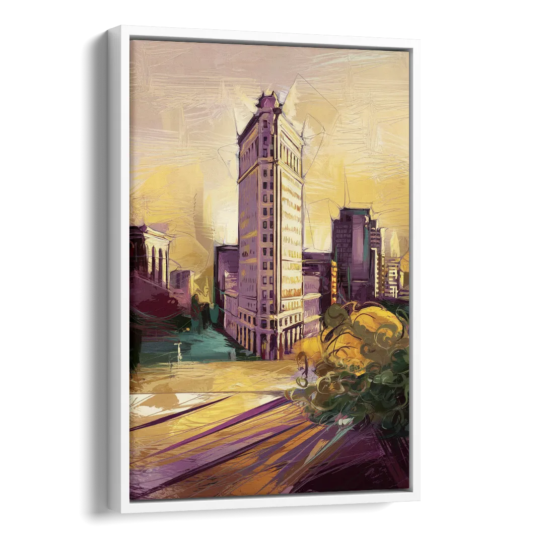 Fort Worth Historic Architecture Side - White Canvas Wall Art