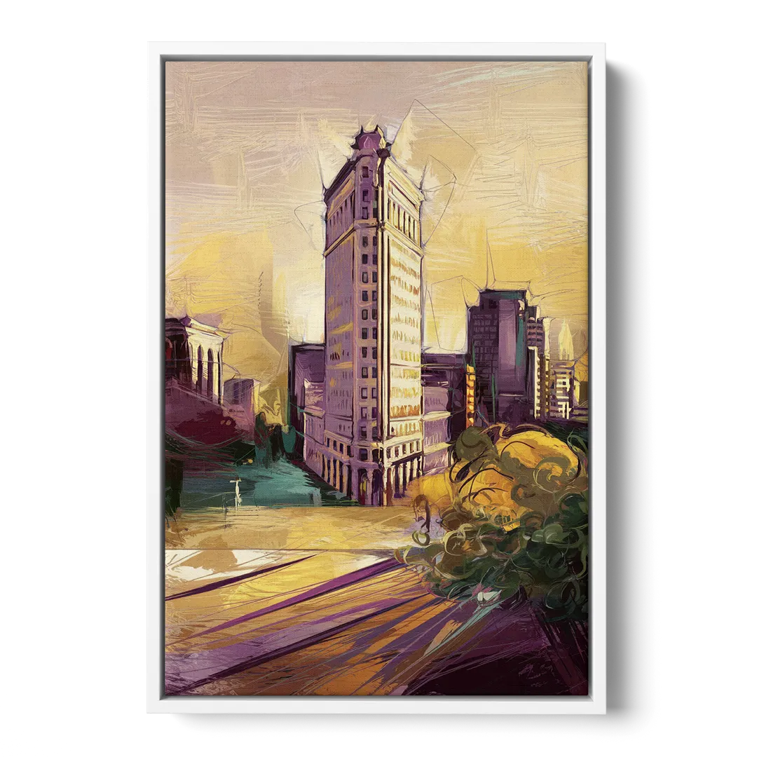 Fort Worth Historic Architecture Front - White Canvas Wall Art