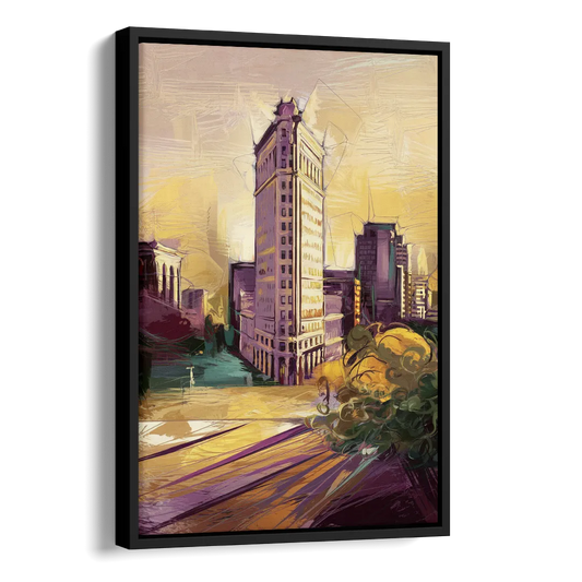 Fort Worth Historic Architecture Side - Black Canvas Wall Art