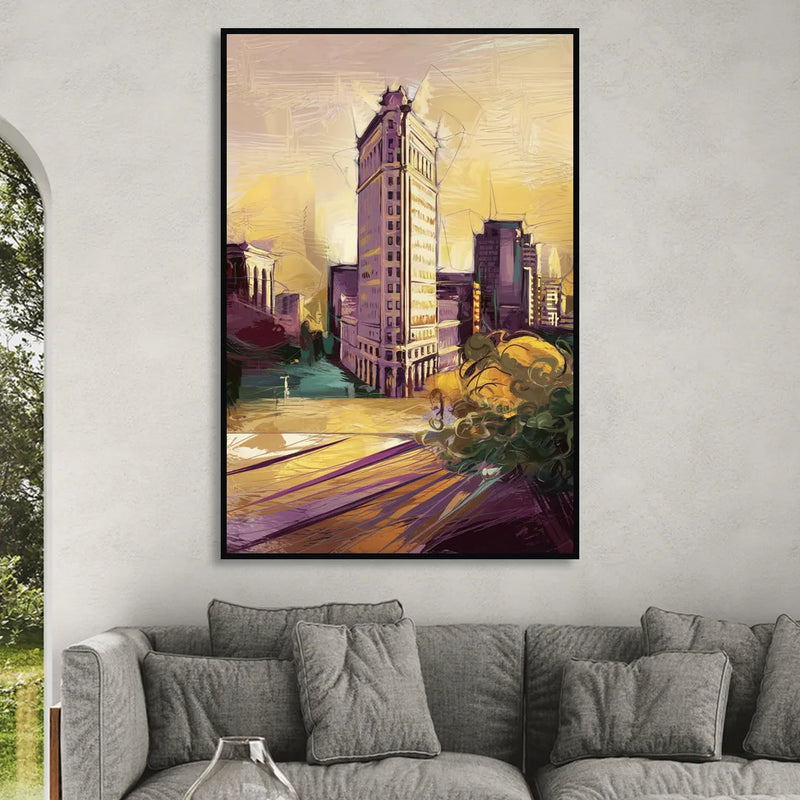 Fort Worth Historic Architecture Sitting Room - Black Canvas Wall Art