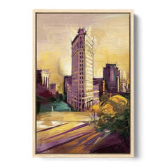 Fort Worth Historic Architecture - Oak Framed Canvas Wall Art - Front