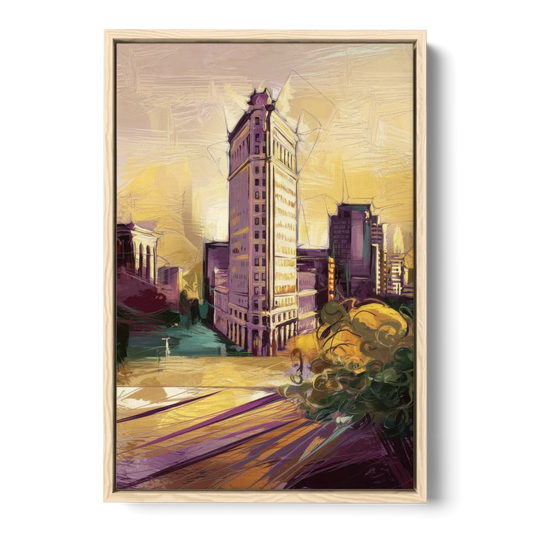Fort Worth Historic Architecture - Oak Framed Canvas Wall Art - Front