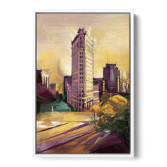 Fort Worth Historic Architecture - White Framed Canvas Wall Art - Front