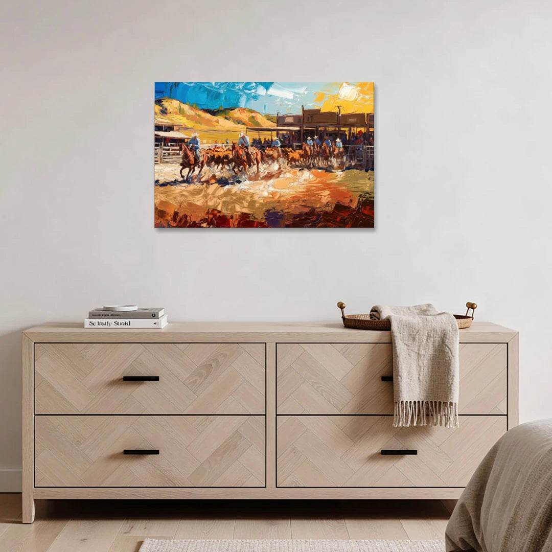 Fort Worth Rodeo And Cowboy Spirit - Canvas Wall Art - Coffee Table - 36x24