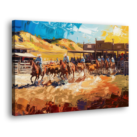 Fort Worth Rodeo And Cowboy Spirit - Canvas Wall Art - Side