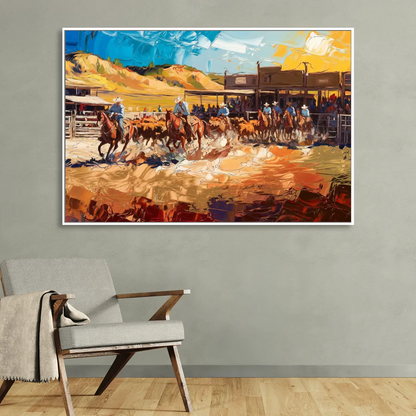 Fort Worth Rodeo And Cowboy Spirit Living Room - White Canvas Wall Art