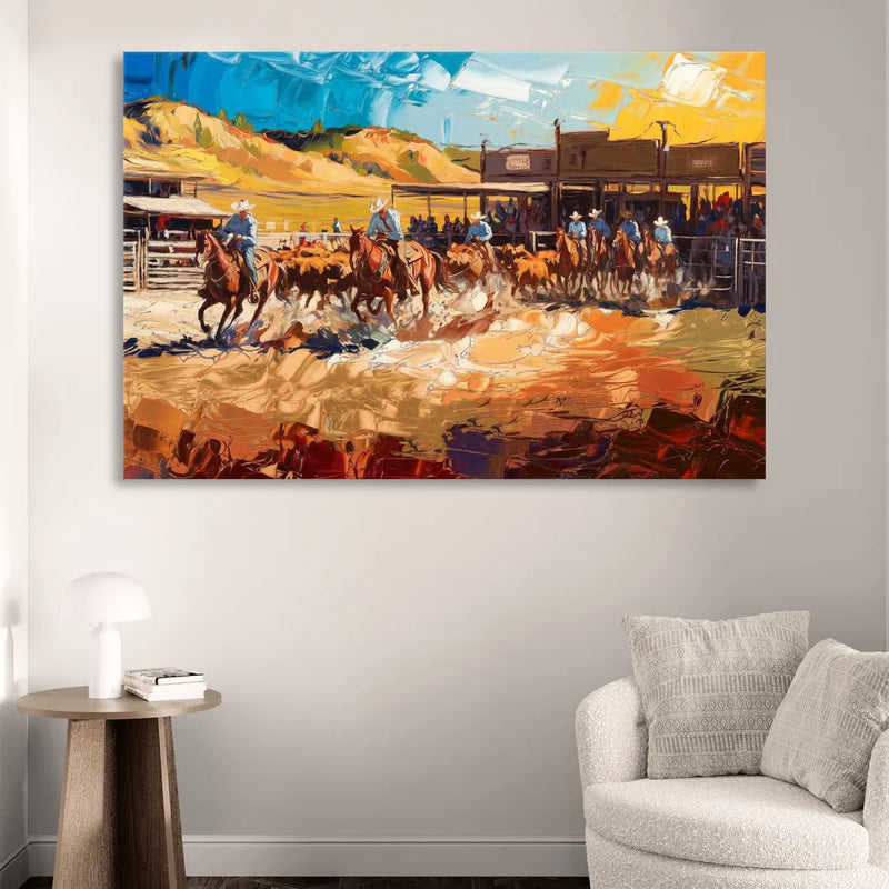 Fort Worth Rodeo And Cowboy Spirit Living Room - Canvas Wall Art