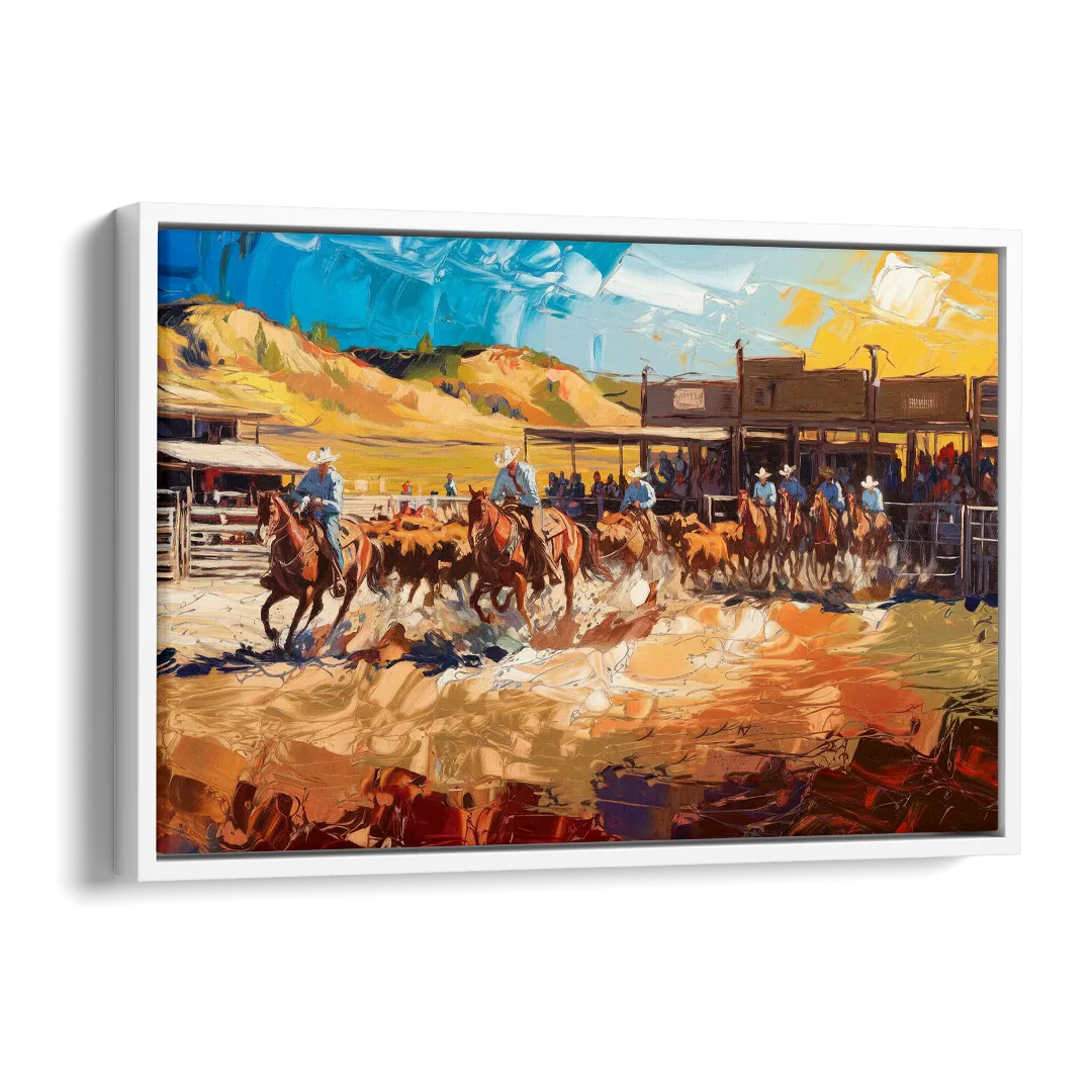 Fort Worth Rodeo And Cowboy Spirit Side - White Canvas Wall Art