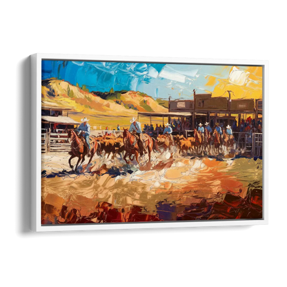 Fort Worth Rodeo And Cowboy Spirit Side - White Canvas Wall Art