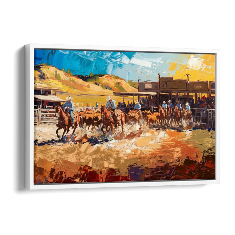 Fort Worth Rodeo And Cowboy Spirit Side - White Canvas Wall Art