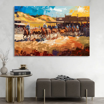 Fort Worth Rodeo And Cowboy Spirit Sitting Room - Canvas Wall Art