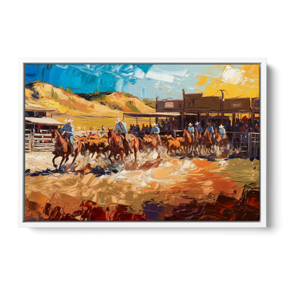 Fort Worth Rodeo And Cowboy Spirit Front - White Canvas Wall Art