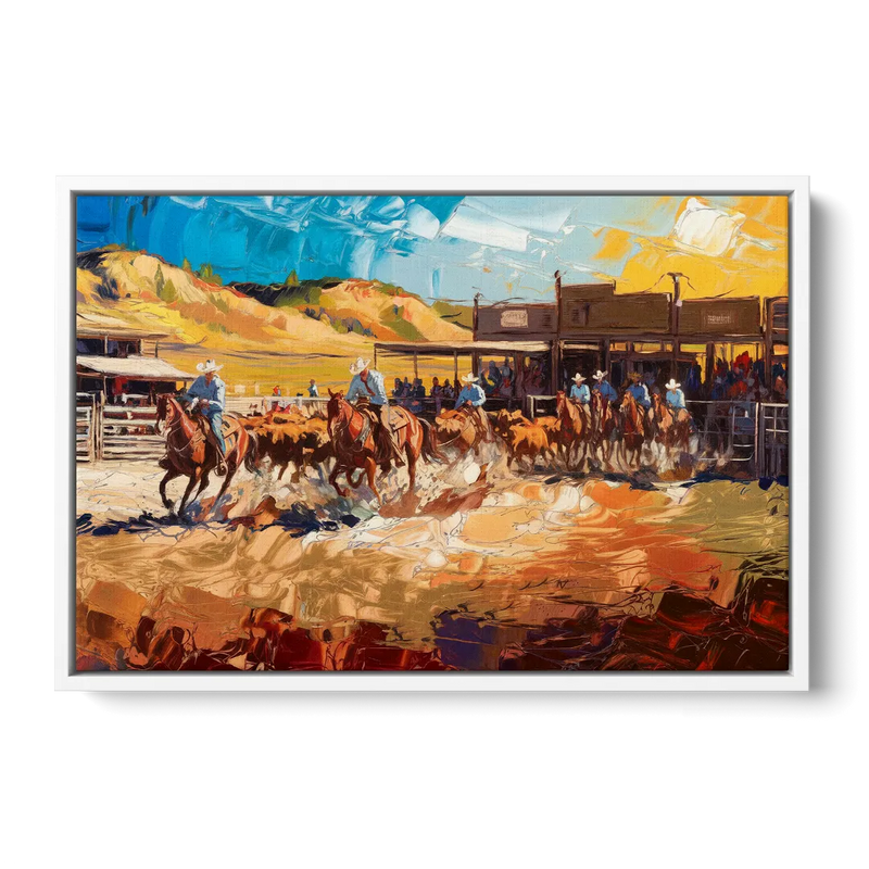 Fort Worth Rodeo And Cowboy Spirit Front - White Canvas Wall Art