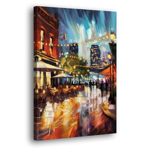 Fort Worth Sundance Square Lights - Canvas Wall Art - Side