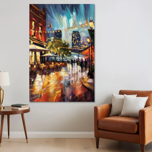 Fort Worth Sundance Square Lights - Canvas Wall Art - Sofa - 40x60