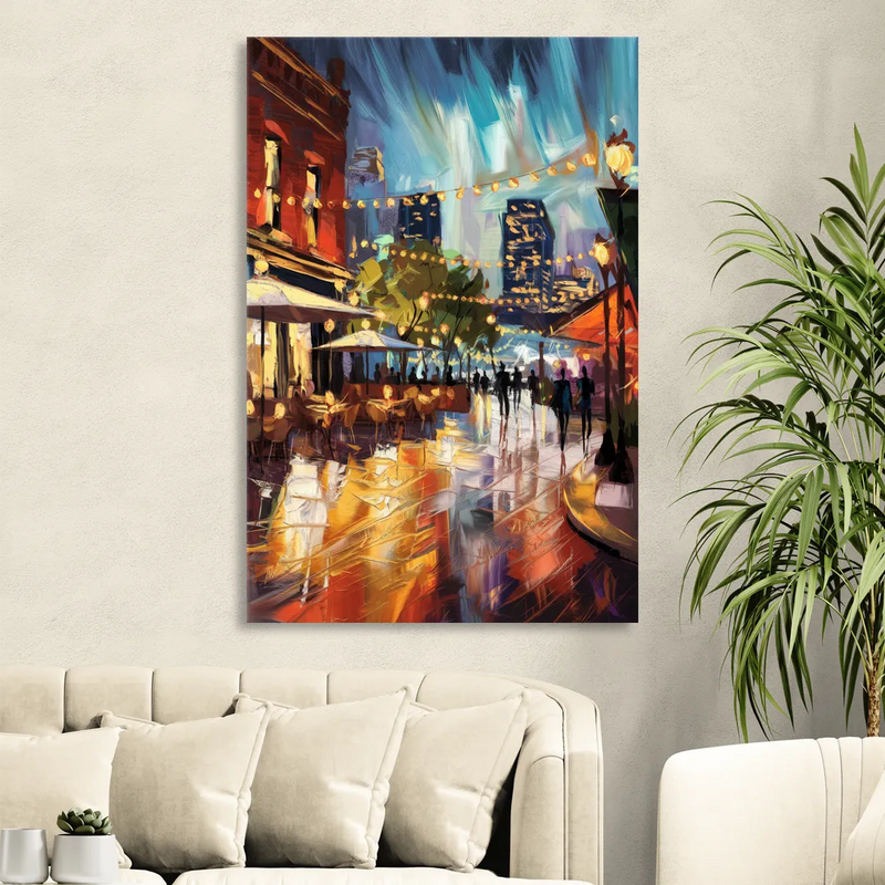 Fort Worth Sundance Square Lights Living Room - Canvas Wall Art