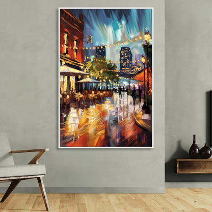 Fort Worth Sundance Square Lights Sitting Room - White Canvas Wall Art