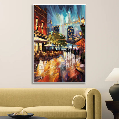 Fort Worth Sundance Square Lights Living Room - White Canvas Wall Art