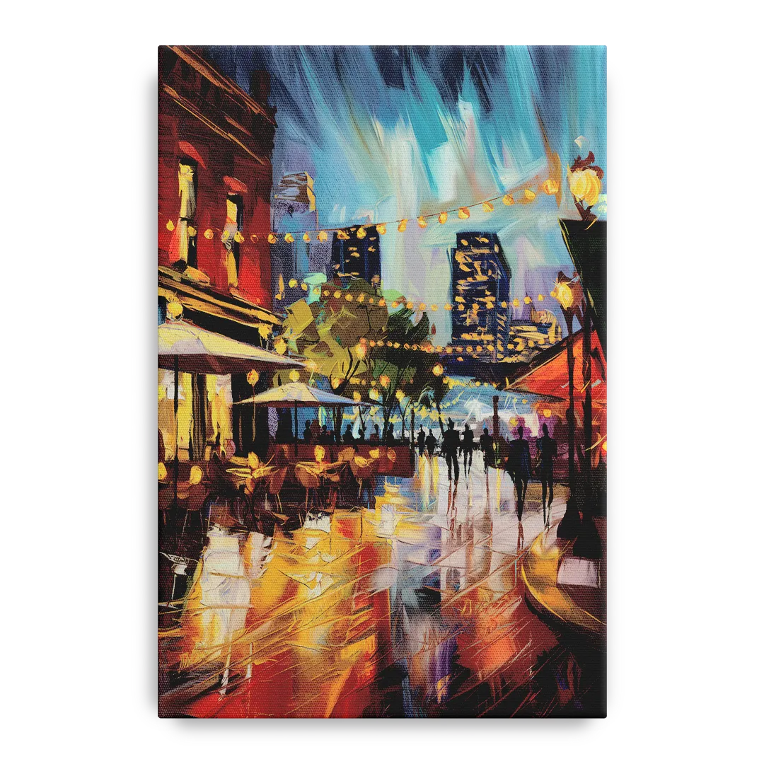 Fort Worth Sundance Square Lights Front - Canvas Wall Art