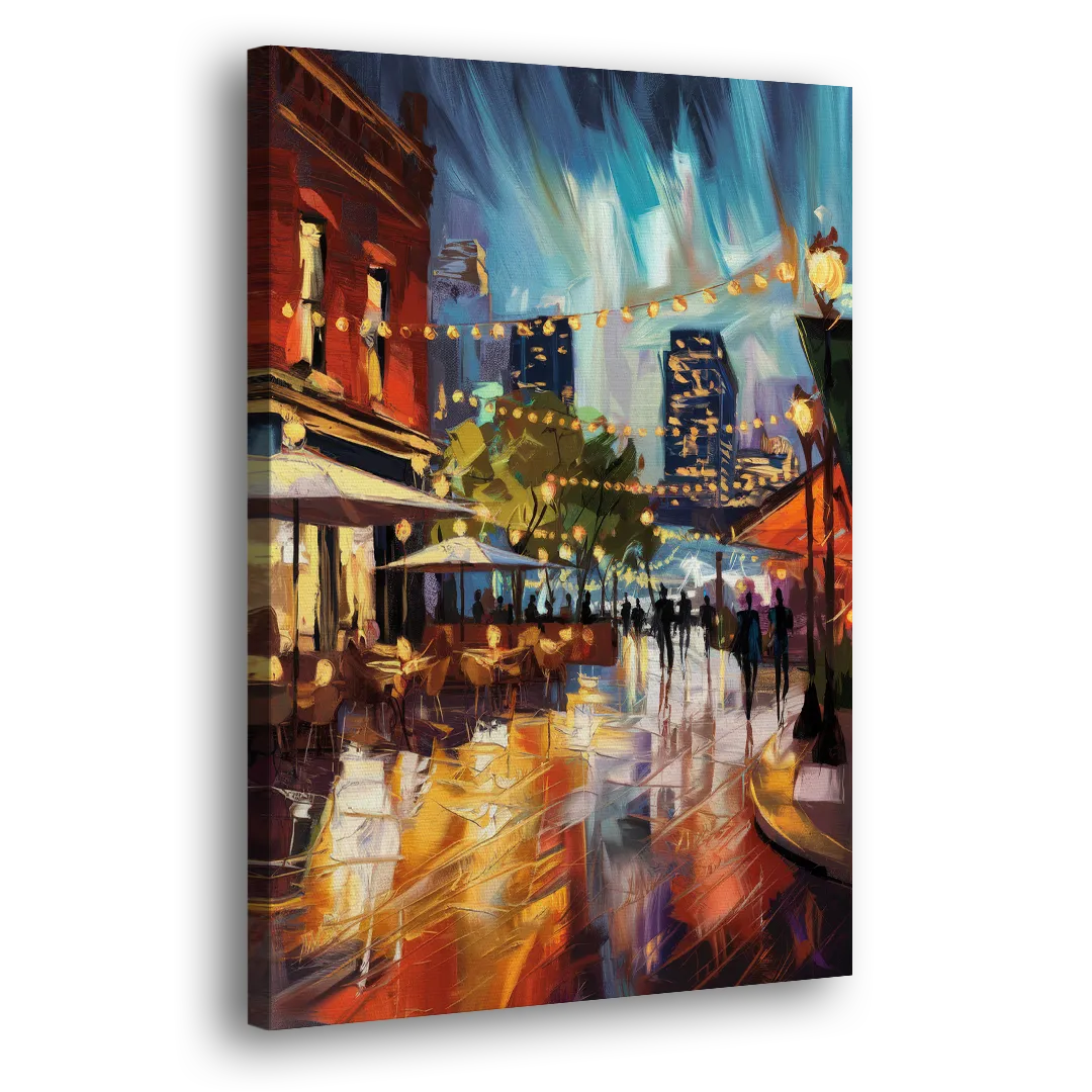 Fort Worth Sundance Square Lights Side - Canvas Wall Art