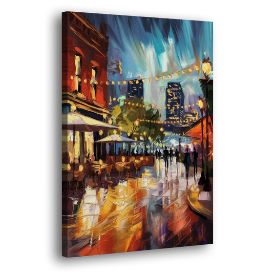Fort Worth Sundance Square Lights Side - Canvas Wall Art