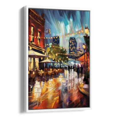 Fort Worth Sundance Square Lights Side - White Canvas Wall Art