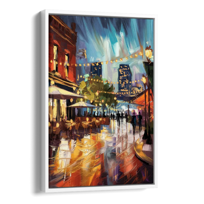 Fort Worth Sundance Square Lights Side - White Canvas Wall Art