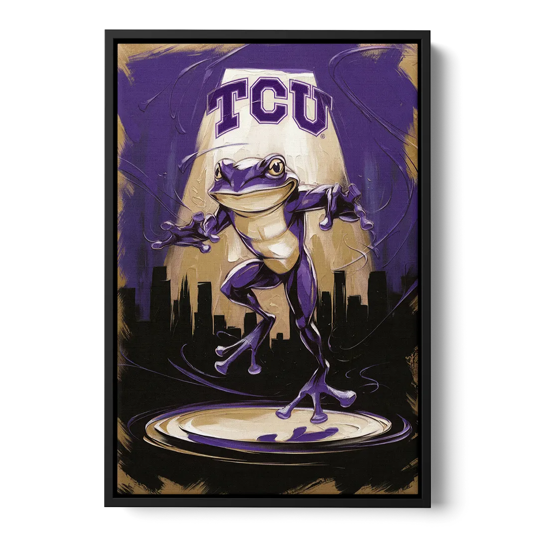 Fort Worth TCU Horned Frogs Pride Front - Black Canvas Wall Art