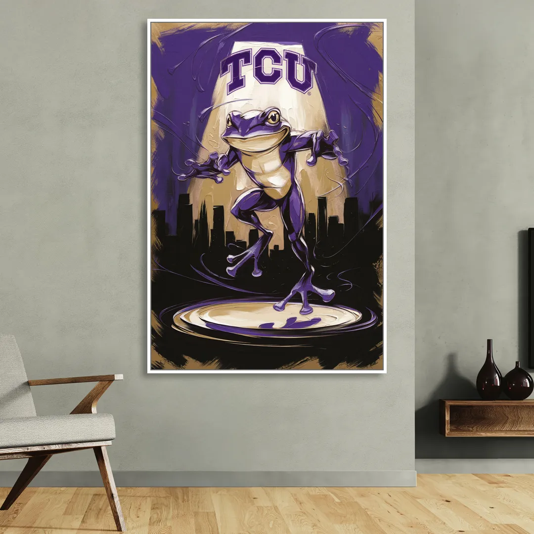 Fort Worth TCU Horned Frogs Pride Living Room - White Canvas Wall Art