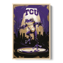 Fort Worth TCU Horned Frogs Pride - Oak Framed Canvas Wall Art - Front
