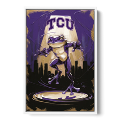 Fort Worth TCU Horned Frogs Pride - White Framed Canvas Wall Art - Front