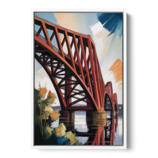 Forth Bridge Elegance - White Framed Canvas Wall Art - Front