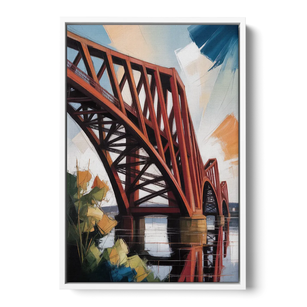 Forth Bridge Elegance Front - White Canvas Wall Art