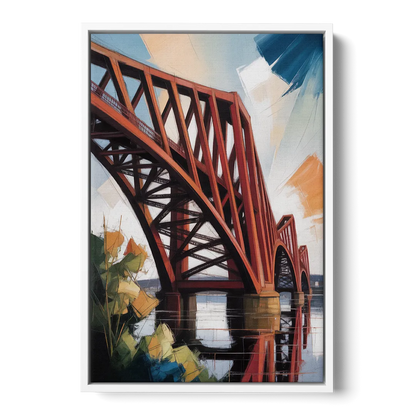 Forth Bridge Elegance Front - White Canvas Wall Art