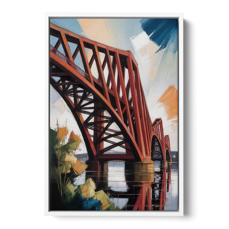Forth Bridge Elegance Front - White Canvas Wall Art