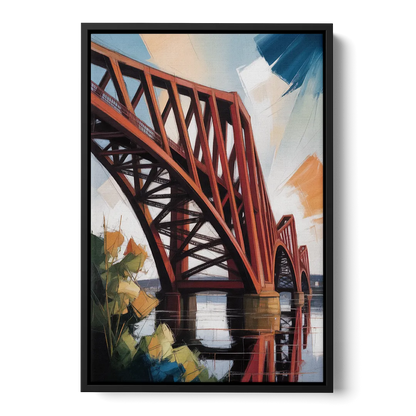 Forth Bridge Elegance Front - Black Canvas Wall Art