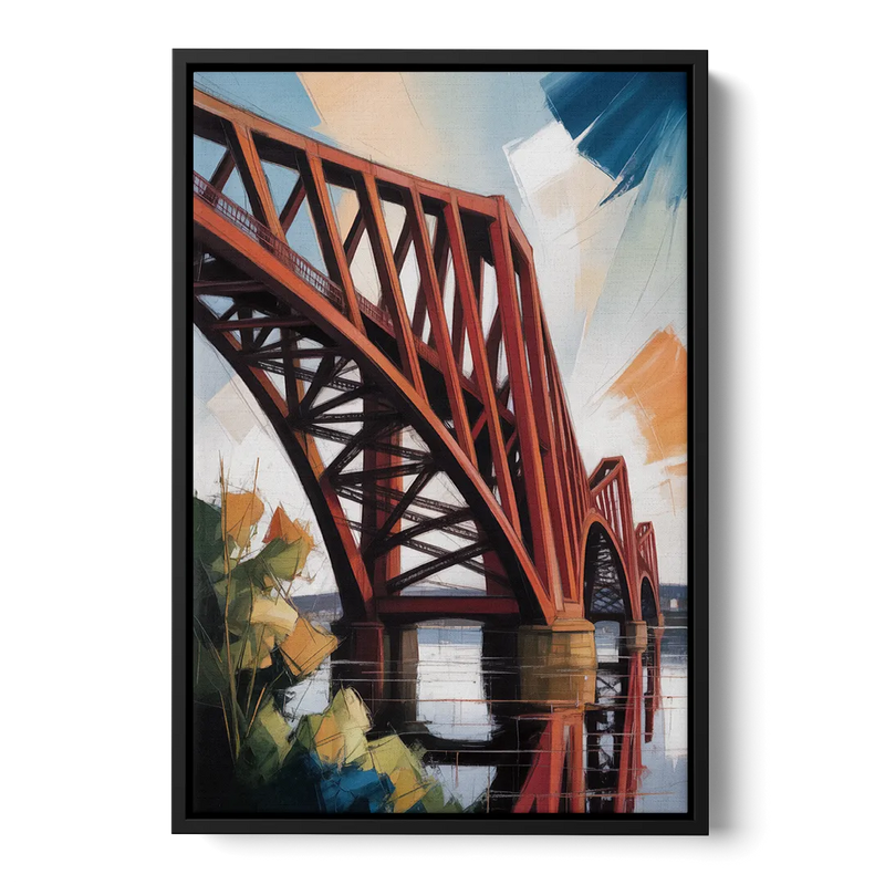 Forth Bridge Elegance Front - Black Canvas Wall Art