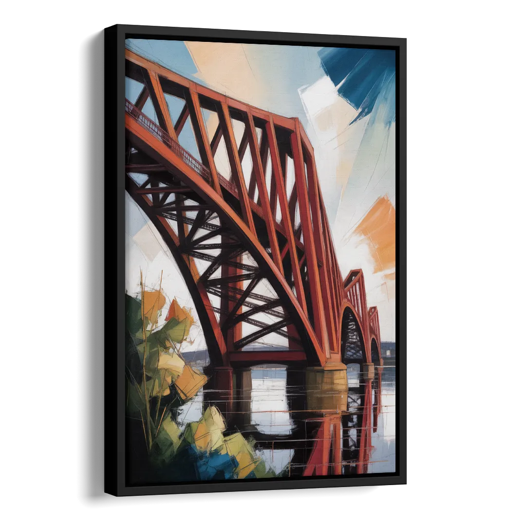 Forth Bridge Elegance Side - Black Canvas Wall Art
