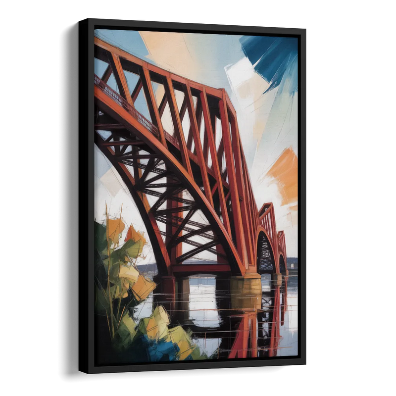 Forth Bridge Elegance Side - Black Canvas Wall Art