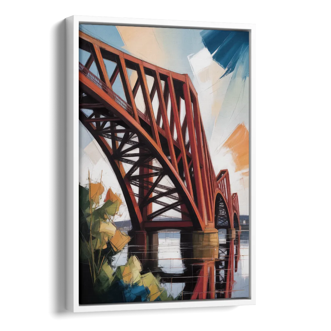 Forth Bridge Elegance Side - White Canvas Wall Art